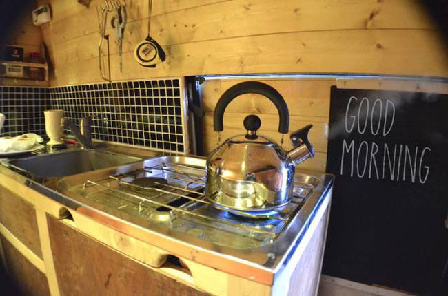 tidy kitchen of motorhome