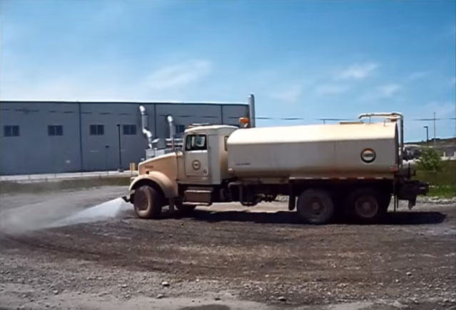 water truck on construction site